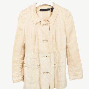 Donna Karan Collection Beige Double-Breasted Linen-Blend Jacket